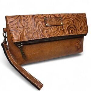 Patricia Nash Brown Embossed Clutch